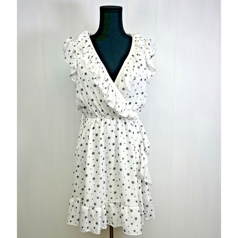 Altar'd State Womens Dress Sz XS Faux Wrap Feminine Croquette‎ Stars Made in USA